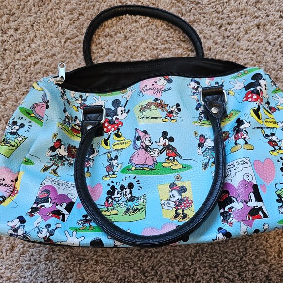 Vintage 1997 Original Disney Parks Mickey and Minnie Comic Purse - Blue - Picture 2 of 7